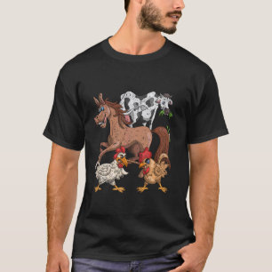 Paard Koe Kip Kinderen Boerderij Grappig Boer Dier T-shirt