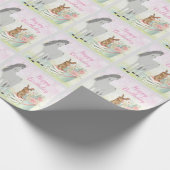 Paard, Konijn en Bloemen Gelukkige Verjaardag Cadeaupapier (Hoek)