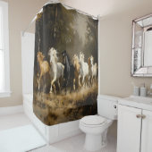 Paard Kudde in het Bos Schilderij Douchegordijn (In situ)