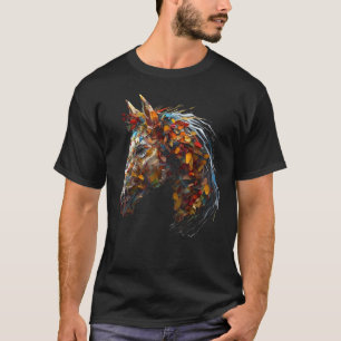 Paard kunstwerk herfst bladeren rijden dier paard t-shirt