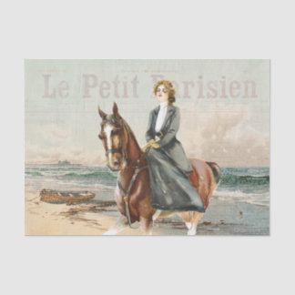 Paard Lady Rider Decoupage Frans strand Tissuepapier