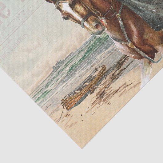 Paard Lady Rider Decoupage Frans strand Tissuepapier (Detail)