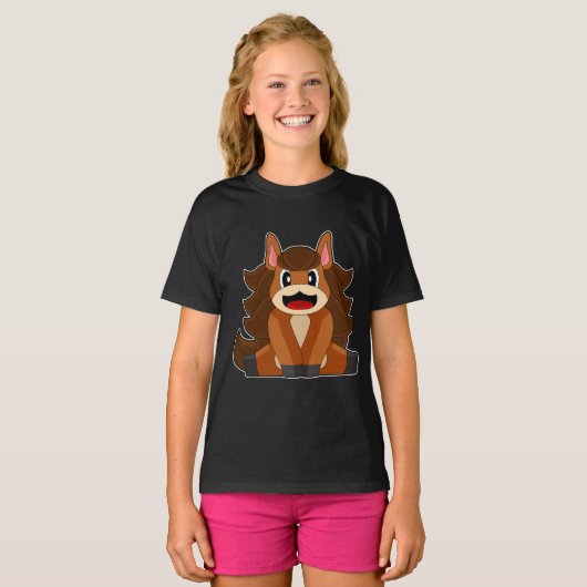 Paard lange haren t-shirt (Voorkant volledig)