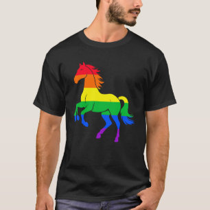 Paard LGBTQ Pride Vlag Regenboog Trans Grafisch Ri T-shirt
