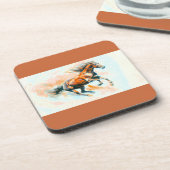 Paard lopen gratis Waterverf Bier Onderzetter (Linkerzijde)