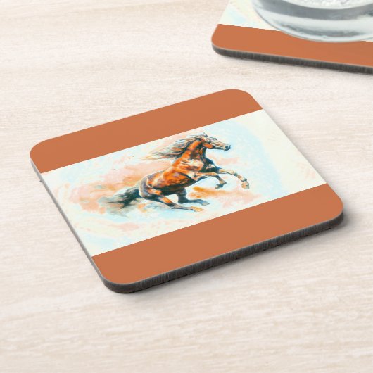 Paard lopen gratis Waterverf Bier Onderzetter (Linkerzijde)