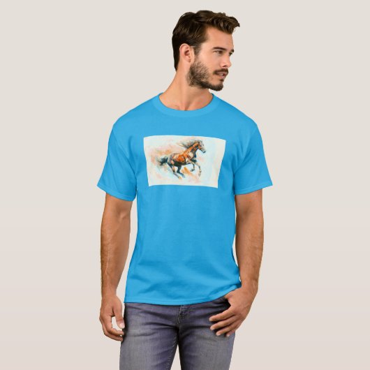 Paard lopen gratis Waterverf T-shirt (Voorkant volledig)