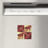 Paard Maroon en Goud Prettig Kerstfeest Magneet (Insitu (Vaatwasser))