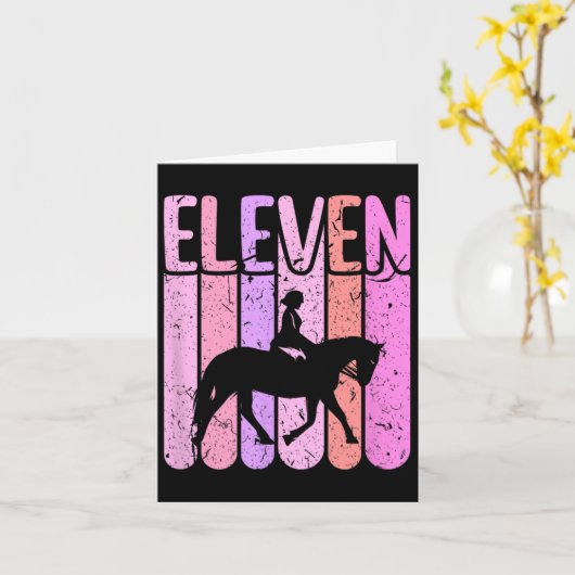 Paard Meisje 11e Verjaardag Paardrijden Kaart (Gele Bloem)
