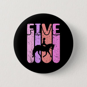Paard Meisje 5e Verjaardag Paardrijden Ronde Button 5,7 Cm