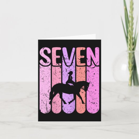 Paard Meisje 7e Verjaardag Paardrijden Kaart (Voorkant)