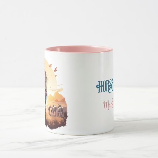 Paard meisje Cowgirl paard lover woestijn zonsonde Mok (Midden)