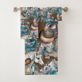 Paard meisje cowgirl patroon turquoise bloemen bad handdoek