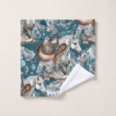 Paard meisje cowgirl patroon turquoise bloemen bad handdoek (Wasdoekje)