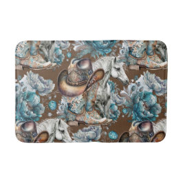 Paard meisje cowgirl patroon turquoise bloemen badmat