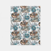 Paard meisje cowgirl patroon turquoise bloemen fleece deken (Voorkant)