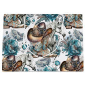 Paard meisje cowgirl patroon turquoise bloemen groot cadeauzakje (Voorkant)