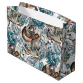 Paard meisje cowgirl patroon turquoise bloemen groot cadeauzakje (Achterkant Gekanteld)