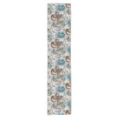Paard meisje cowgirl patroon turquoise bloemen korte tafelloper (Voorkant)