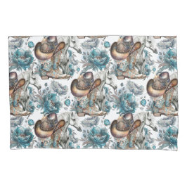 Paard meisje cowgirl patroon turquoise bloemen kussensloop