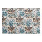 Paard meisje cowgirl patroon turquoise bloemen kussensloop (Achterkant)
