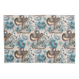 Paard meisje cowgirl patroon turquoise bloemen kussensloop