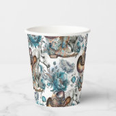 Paard meisje cowgirl patroon turquoise bloemen papieren bekers (Voorkant)