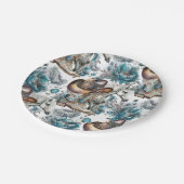 Paard meisje cowgirl patroon turquoise bloemen papieren bordje (Gekanteld)