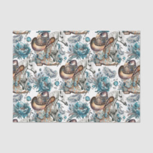 Paard meisje cowgirl patroon turquoise bloemen tissuepapier
