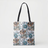 Paard meisje cowgirl patroon turquoise bloemen tote bag (Voorkant)