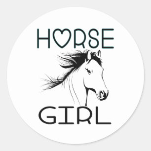 Paard meisje Equestrian Paarden Liefhebber Cowgirl Ronde Sticker