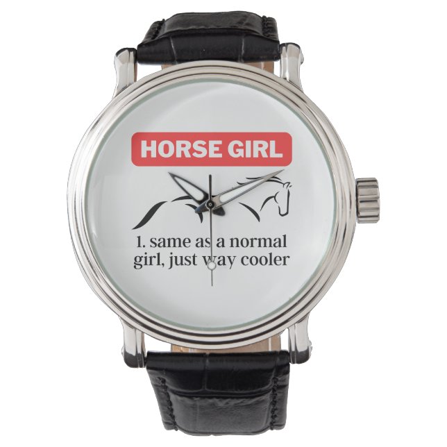 Paard Meisje, Grappig Paard Rijden Liefhebber Horloge (Voorkant)