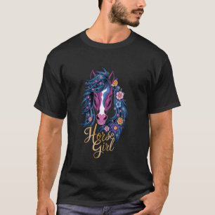 Paard Meisje Paardrijden Bloemen Paard Liefhebbers T-shirt