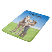 Paard Meisje Paardrijden Meadow Gepersonaliseerd Badmat (Gekanteld)