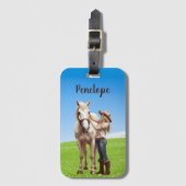 Paard Meisje Paardrijden Meadow Gepersonaliseerd Bagagelabel (Voorkant (verticaal))