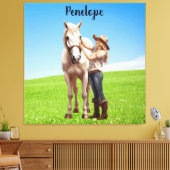 Paard Meisje Paardrijden Meadow Gepersonaliseerd Canvas Afdruk (Insitu (Woonkamer))