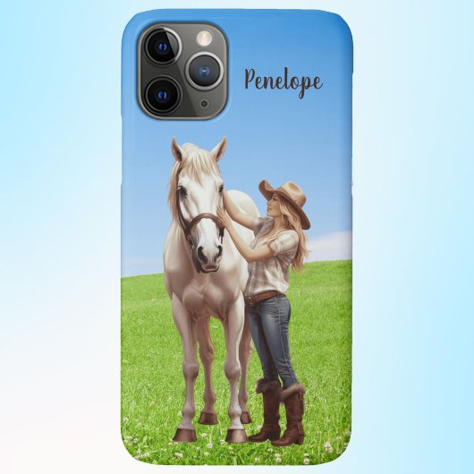 Paard Meisje Paardrijden Meadow Gepersonaliseerd Case-Mate iPhone Case