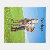 Paard Meisje Paardrijden Meadow Gepersonaliseerd Fleece Deken (Voorkant (Horizontaal))