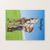 Paard Meisje Paardrijden Meadow Gepersonaliseerd Legpuzzel (Horizontaal)