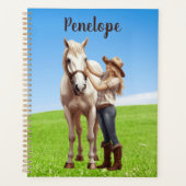 Paard Meisje Paardrijden Meadow Gepersonaliseerd Planner (Voorkant)