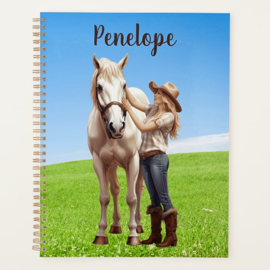 Paard Meisje Paardrijden Meadow Gepersonaliseerd Planner