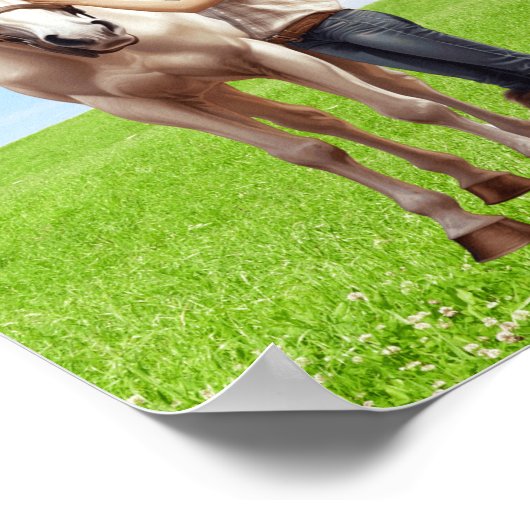 Paard Meisje Paardrijden Meadow Gepersonaliseerd Poster (Hoek)