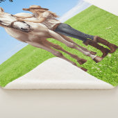 Paard Meisje Paardrijden Meadow Gepersonaliseerd Sherpa Deken (3/4)