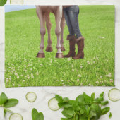 Paard Meisje Paardrijden Meadow Gepersonaliseerd Theedoek (Gevouwen)