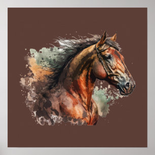 Paard & Meisje Silhouet Paardrijden Poster