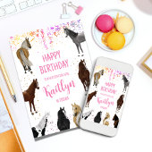 Paard Meisje Verjaardag Kaart met Naam en Leeftijd