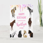 Paard Meisje Verjaardag Kaart met Naam en Leeftijd (Voorkant)
