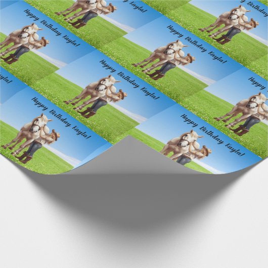 Paard Meisje Verjaardag Viering Speciaal Bericht Cadeaupapier (Hoek)