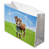 Paard Meisje Verjaardag Viering Speciaal Bericht Groot Cadeauzakje (Achterkant Gekanteld)