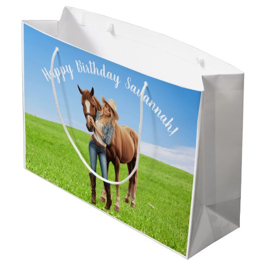 Paard Meisje Verjaardag Viering Speciaal Bericht Groot Cadeauzakje (Achterkant Gekanteld)